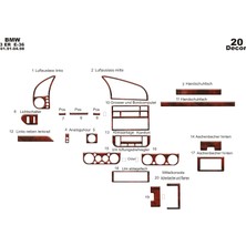 Bmw 3 E36 Uyumlu Konsol-Torpido Kaplama 1991-1998 20 Parça Maun