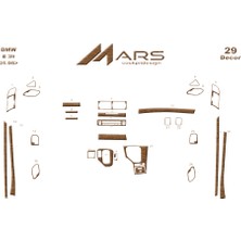 Bmw 5 Seri E39 Uyumlu -Konsol-Torpido Kaplama 1995 29 Parça Açık Meşe