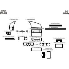 Bmw 3 E36 Konsol-Alüminyum Kaplama 1991-1998 20 Parça Piano Black