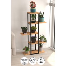 Bofigo 5 Raflı Çiçeklik Rafı Saksılık Standı Dekoratif Aksesuar Rafı Saksılık Papatya Çam