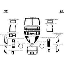Bmw X5 Uyumlu Konsol-Torpido Kaplama 2000 23 Parça Piano Black