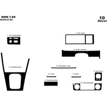 Bmw 3 E30  Uyumlu Konsol-Torpido Kaplama 1985-1995 10 Parça Piano Black