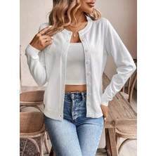 Kadın Uzun Kollu Önden Düğmeli Triko Ceket