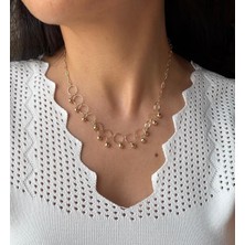Özel Seri Dorika Top Sallantılı Altın Kaplama 14K Gold Kolye
