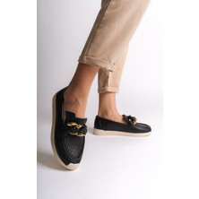 Lydıa Bağcıksız Ortopedik Rahat Taban Çiçek Desenli Kadın Babet Ayakkabı  Ckt - Siyah