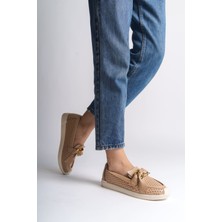 Lydıa Bağcıksız Ortopedik Rahat Taban Kalp Desenli Kadın Babet Ayakkabı Ckt - Ten