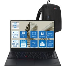 Lenovo Thinkpad E16 Gen 3 Intel Core Ultra 7 265U 64GB Ddr5 256GB SSD Windows 11 Home Intel Aı Boost 16 Inç Wuxga (1920 x 1200) IPS 300NITS Taşınabilir Bilgisayar 21SR0076TXH26 + Zetta Çanta