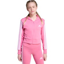 adidas 3 Stripes French Terry Full Zip Cr Kız Çocuk Pembe Kapüşonlu Ceket