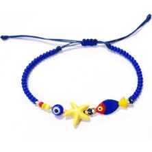 Funny Takı Çok Renkli Mineli Balık Deniz Yıldızı Nazar ve Çek Cam Boncuklu Genç Ve Çocuk Bileklik