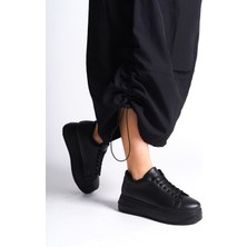 Bıana Bağcıklı Ortopedik Taban Kadın Sneaker Spor Ayakkabı Cst - Siyah