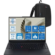 Lenovo Thinkpad E16 Gen 3 Intel Core Ultra 7 265U 64GB Ddr5 4tb SSD Freedos Intel Aı Boost 16 Inç Wuxga (1920 x 1200) IPS 300NITS Taşınabilir Bilgisayar 21SR0076TXF30 + Zetta Çanta