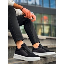 KB-046 Kuback Siyah Paraşüt Beyaz Yüksek Taban Günlük Spor Ayakkabı