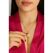 316L Çelik Kararma Yapmaz Altın Kaplama Orta Boy Yonca Kolye