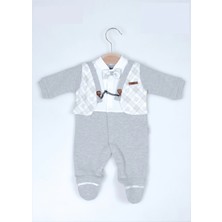 Ayı Baskı Yelekli Zincirli Bebe Erkek Tulum