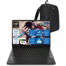 Hp Omen 16-AP0006NT Amd Ryzen Aı 7 350 16GB Ddr5 6tb SSD RTX5070 8gb Gddr7 16 Inç Wuxga (1920 x 1200) 144HZ 300NİTS IPS Freedos Taşınabilir Bilgisayar C52R1EAF05 + Zetta Çanta