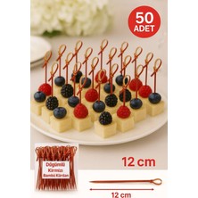 Düğümlü Kırmızı Bambu Kürdan – 12 Cm, Şık Davet ve Kokteyl Sunum Çubuğu (50’li Paket)