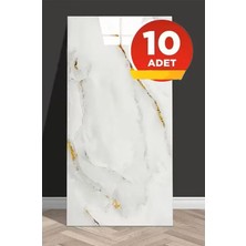 10 Adet 30X60 cm Beyaz Bej Gold Mermer Desenl Kendinden Yapışkanlı Mutfak Banyo Kaplama Pvc PANEL-M107