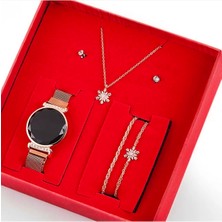 Dokunmatik Bayan Kol Saati Kolye Bileklik Küpe Seti
