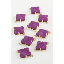 Depomix Çiçek Tek Kulp Polyester Bileklik ve Kolye Ucu Aparatı 1 Adet-Lila