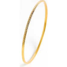 INNUENDO JEWELRY 925 Ayar Gümüş Üzeri 22 Ayar Altın Kaplama Başak Ajda Bilezik 3 mm Kadın Şık Bilezik