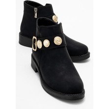 Kadın Topuklu Boğazlı Bot Siyah Zümrüt