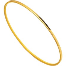 925 Ayar Gümüş Üzeri 22 Ayar Altın Kaplama Düz Ajda Model Oluklu Ajda Kadın Bilezik