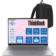 Lenovo Thinkbook 16 Gen 8 Ial Intel Core Ultra 5 225U 96GB Ddr5 512GB SSD Freedos Intel Aı Boost 16 Inç Wuxga (1920 x 1200) IPS 300NITS Taşınabilir Bilgisayar 21SK007VTXF51 + Zetta Çanta