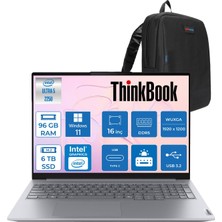 Lenovo Thinkbook 16 Gen 8 Ial Intel Core Ultra 5 225U 96GB Ddr5 6tb SSD Windows 11 Home Intel Aı Boost 16 Inç Wuxga (1920 x 1200) IPS 300NITS Taşınabilir Bilgisayar 21SK007VTXH55 + Zetta Çanta