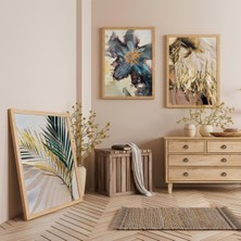 Ahşap Çerçeveli Doğanın Zarafeti Üçlü Ahşap Tablo Seti