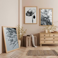 Ahşap Çerçeveli Yağmur Damlası Üçlü Ahşap Tablo Seti