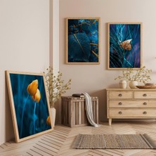 Ahşap Çerçeveli Mistik Dokunuşlar Üçlü Ahşap Tablo Seti