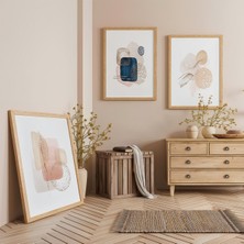 Ahşap Çerçeveli Minimal Denge Üçlü Ahşap Tablo Seti