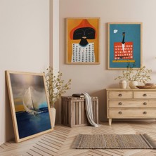 Ahşap Çerçeveli Minimalist Anlatım Üçlü Ahşap Tablo Seti
