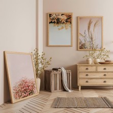 Ahşap Çerçeveli Doğal Durgunluk Üçlü Ahşap Tablo Seti