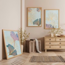 Ahşap Çerçeveli Zarif Izler Üçlü Ahşap Tablo Seti