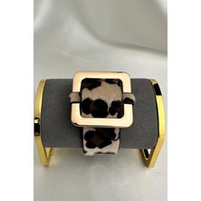 Leopar Desenli Büyük Toka Detaylı Bileklik (25CM)