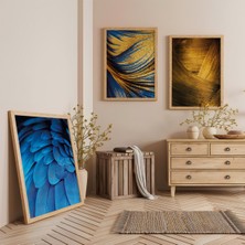 Ahşap Çerçeveli Renkli Modern Üçlü Ahşap Tablo Seti
