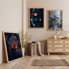 Ahşap Çerçeveli Romantik Anlar Üçlü Ahşap Tablo Seti