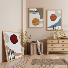 Ahşap Çerçeveli Minimalist Harmoni Üçlü Ahşap Tablo Seti