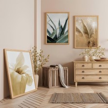 Ahşap Çerçeveli Doğanın Zarafeti Üçlü Ahşap Tablo Seti