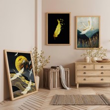 Ahşap Çerçeveli Göçmen Hayaller Üçlü Ahşap Tablo Seti