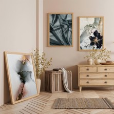 Ahşap Çerçeveli Soyut Harmoni Üçlü Ahşap Tablo Seti