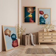 Ahşap Çerçeveli Kristal Bağlantılar Üçlü Ahşap Tablo Seti