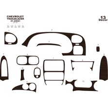 Chevrolet Trailblazer Konsol-Torpido Kaplama 2002 13 Parça Koyu Meşe