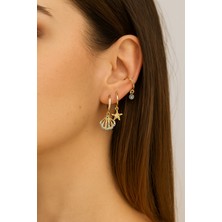 Çelik Kararma Yapmaz Istiridye ve Deniz Yıldızı Kadın Küpe