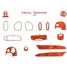 Chevrolet Corvette Konsol-Torpido Kaplama 1997 13 Parça Maun