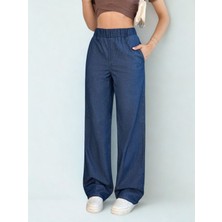 Polo State Kadın Yüksek Bel Lastikli Baggy Pantolon Lacivert