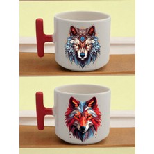 Renkli Kurt Baskılı Latte Bardağı - Babaya Doğum Günü Hediyesi, Sevgili Hediyeleri