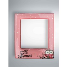 Sevimli Sözlü Çerçeve Magnet  Fotoğraf Alanlı Buzdolabı Süsü  9,5 cm x 11 cm