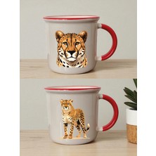 Kaplan Teması 2'li Ağzı Kırmızı Bardak - Kızlara Hediye, Yılbaşı Hediye Paketleri Ürünü